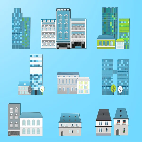 Zestaw budynków miejskich — Wektor stockowy