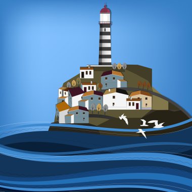 Deniz feneriyle manzara