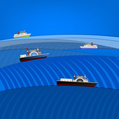 gemi ile soyut deniz manzarası