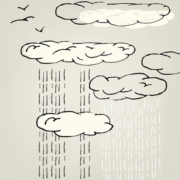 Regen en wolken — Stockvector