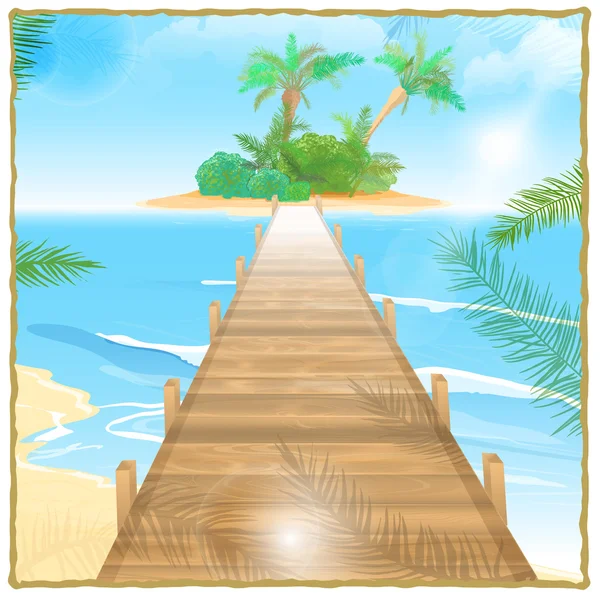 Isla muelle paraíso mar — Vector de stock