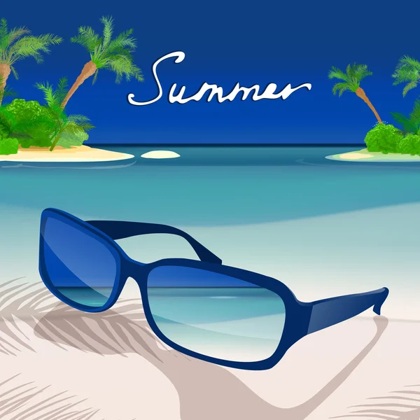 Summer background with blue sunglasses. — Stock Vector