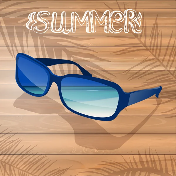 Sommer Hintergrund mit blauer Sonnenbrille. — Stockvektor