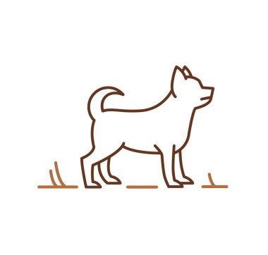 Chihuahua köpek silueti, veteriner logosu ya da petshop reklamcılığı için elle çizilmiş vektör çizimi