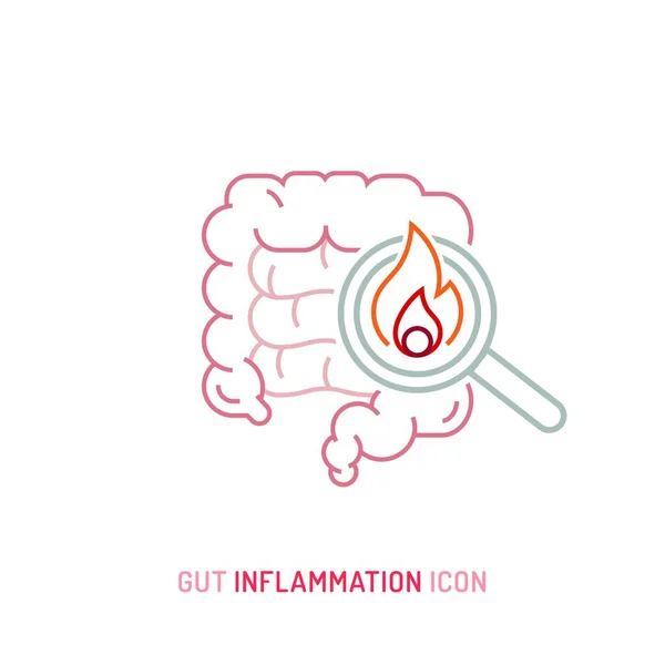 Inflamación intestinal, dolor, signo de enojo. Ilustración vectorial editable — Vector de stock