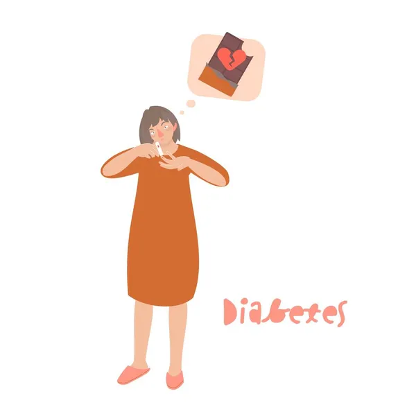 Cukorbetegség ikon. Vércukoregyensúly karakter. Grafikai tervezés — Stock Vector
