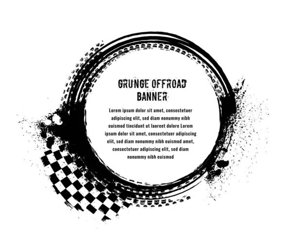 Grunge off-road huellas de neumáticos círculo, sello. Elemento automotriz — Archivo Imágenes Vectoriales