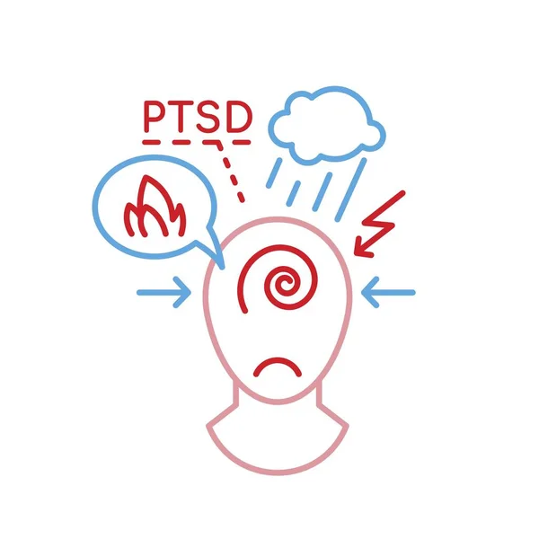 Segno di disturbo post traumatico da stress. Icona PTSD. — Vettoriale Stock