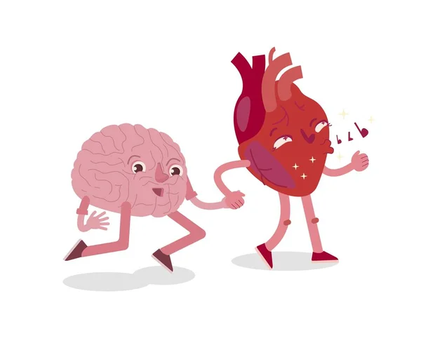 Imagen de conexión corazón-cerebro. Signo cardiológico del cuidado del corazón. — Vector de stock