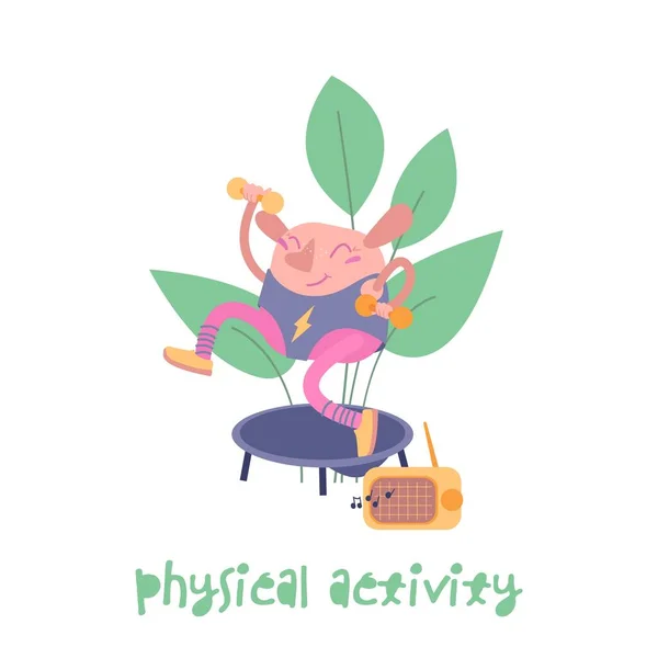 Actividad física. Personaje de dibujos animados en un estilo de moda. — Vector de stock