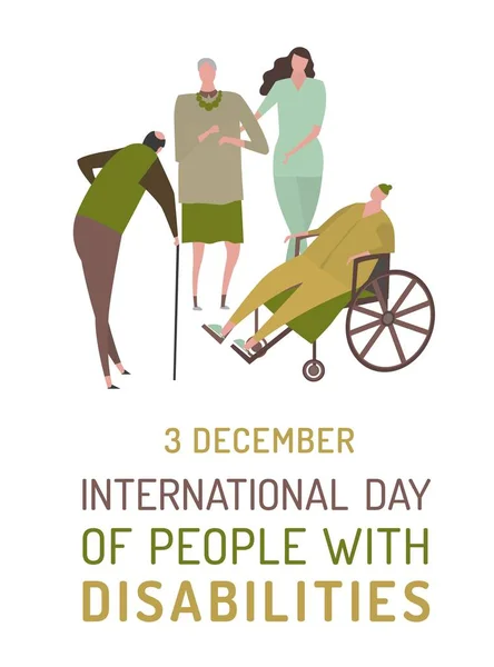 Międzynarodowy Dzień Niepełnosprawności. Plakat z portretem. Edytowalna ilustracja wektora — Wektor stockowy