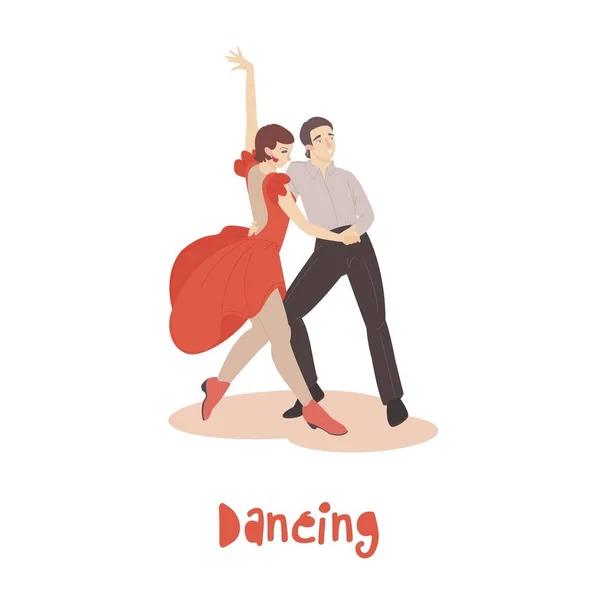 Couple dansant. Illustration vectorielle modifiable dans un style moderne — Image vectorielle