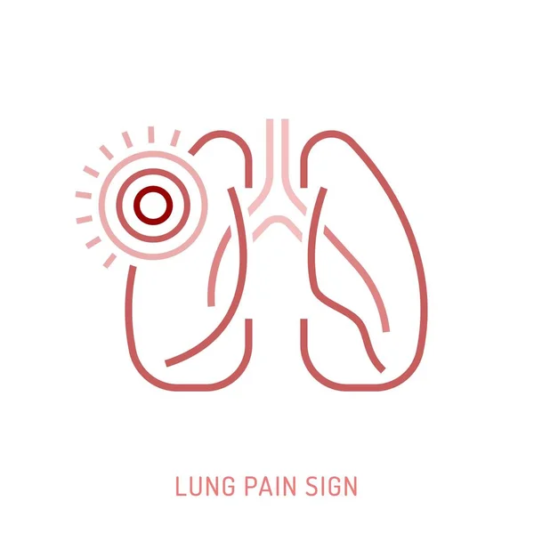 Inflamación pulmonar, dolor, signo de enojo. Ilustración vectorial editable en estilo de contorno moderno — Archivo Imágenes Vectoriales