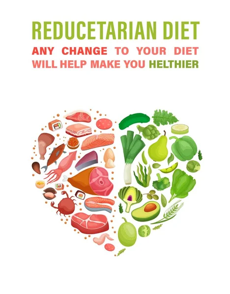 Cambiar los hábitos alimenticios a la dieta vegana, los reductores cartel promocional. — Vector de stock