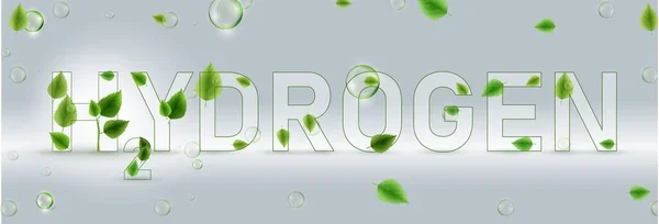 Letras de hidrógeno verde. Banner de fuente de energía renovable — Vector de stock