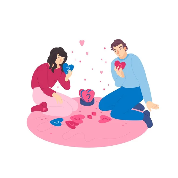Ένα ζευγάρι παίζει μαζί. Αγάπη, έννοια της αμοιβαίας κατανόησης — Διανυσματικό Αρχείο