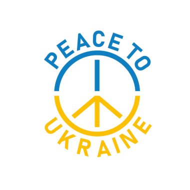 Peace to Ukraine. National Ukrainian symbol, pictogram colored with national blue and yellow. No war, unity, pacifism sign. Save people. Editable vector illustration isolated on a white background