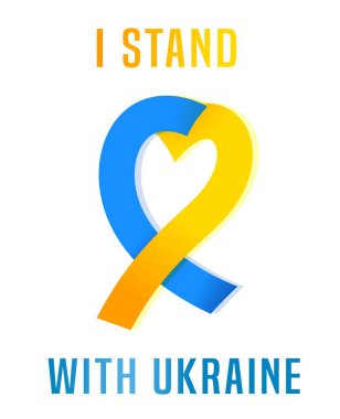 Peace to Ukraine. Pray for freedom. No war, unity, pacifism poster with flag banners pictogram. Save people lives concept. Editable isolated vector illustration in national Ukrainian colors.