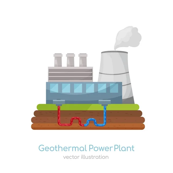 Geothermal Power Station Icon Utility Grade Plant Sign Renewable Energy — Vector de stock