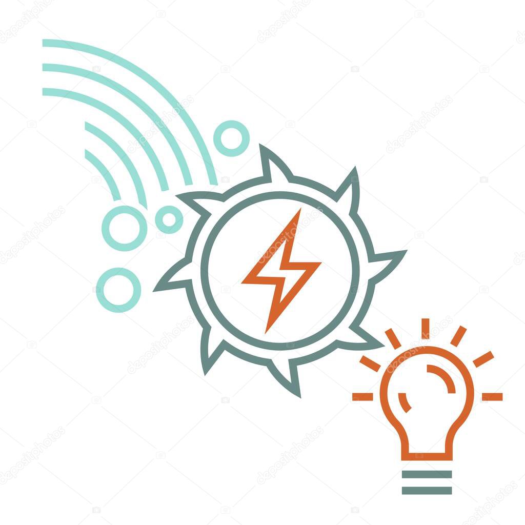 Hydroelectric power station icon. Water-power plant sign. Renewable energy source. Ecology concept. Editable vector illustration in modern outline style isolated on a white background.
