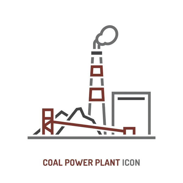 Coal Power Station Icon Energy Source Ecology Nature Pollution Old — Stockvektor