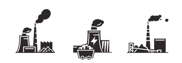Coal Power Station Icon Energy Source Ecology Nature Pollution Old — Vector de stock