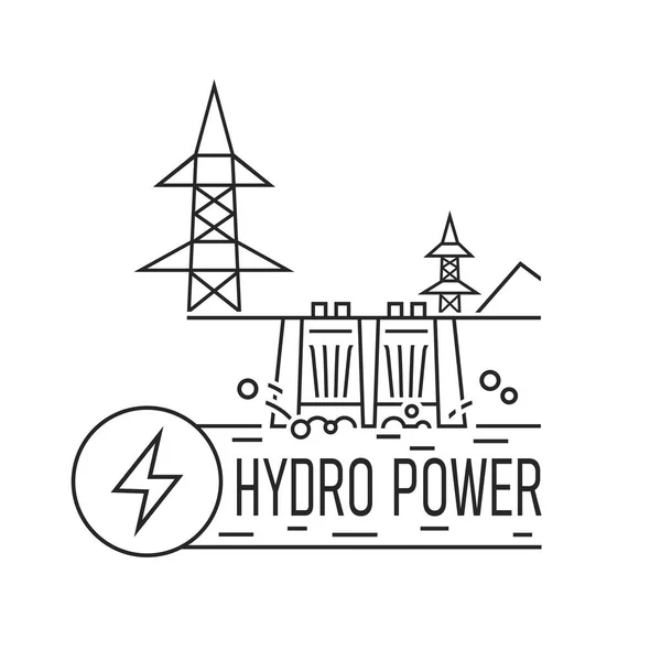 Hydroelectric Power Station Icon Water Power Plant Sign Renewable Energy — Stockvektor