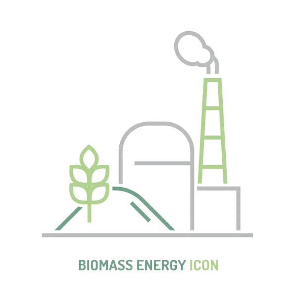 Biomass Power Station Icon Thermal Powerplant Sign Renewable Energy Source — Stockvektor