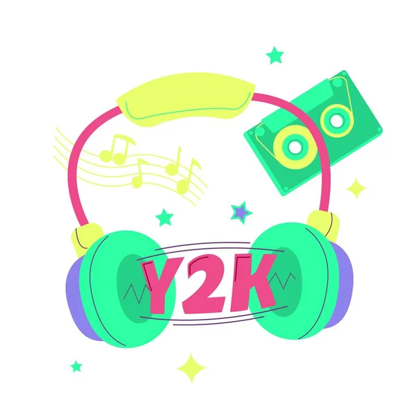 Τάση Σύμβολο Y2K Στυλ Ήχου Στα Τέλη Της Δεκαετίας Του — Διανυσματικό Αρχείο