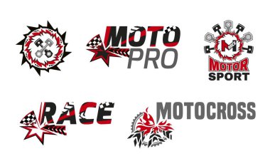 Motorsport etkinlik logosu. Aşırı yarış macerası. Modern tarz. Eşsiz logo, işaret, marka kimlik tasarımı. Reklam, baskı ve poster tasarımı için kırmızı ve siyah renkli vektör illüstrasyonuName