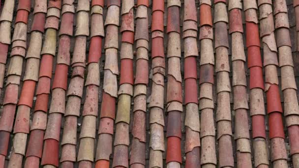 Roof tiles texture of an old house in a village. — Stock Video