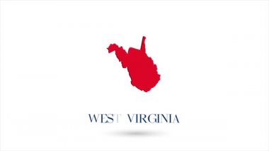 3D animasyon düz harita beyaz arka planda Amerika Birleşik Devletleri 'nden Batı Virginia eyaletini gösteriyor. ABD. Batı Virginia 'nın gölgeli döner haritası. ABD. 4k