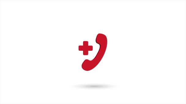 3d animated flat call medical icon with shadow isolated on white background. Rotating call medical icon. 4K video motion graphic animation. — Stock Video