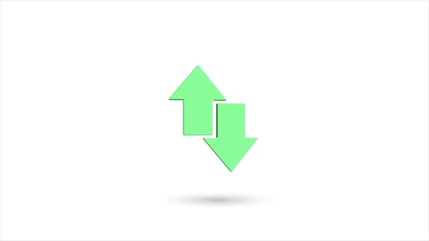 3d animated flat exchange arrow transfer icon with shadow isolated on white background. Rotating arrow icon. 4K video motion graphic animation. — Stock Video