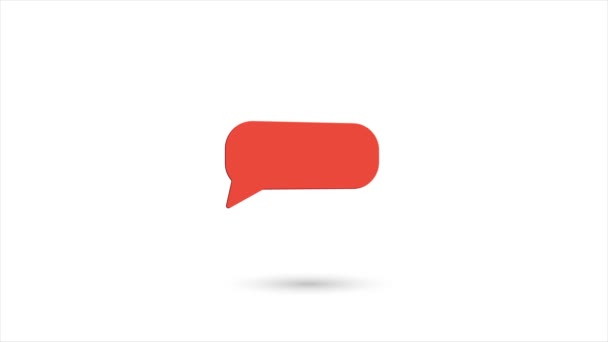 3d animado bate-papo plano, ícone de bolha de fala com sombra isolada no fundo branco. Conversa rotativa, ícone da bolha de fala. Animação gráfica em movimento de vídeo 4K. — Vídeo de Stock
