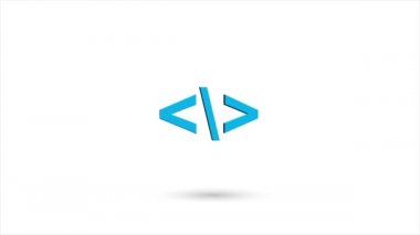 3D animasyon düz kodlama kodu html programlama dili simgesi ve beyaz arkaplanda izole edilmiş gölge. Html kodlama programlama dili simgesi döndürülüyor. 4K video hareketi grafik canlandırması.