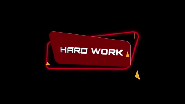 3d animation text Hard work on trendy flat geometric banner. Flying and rotating object. 4K Video motion graphic animation. — Stock Video