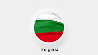 Bulgaristan Dairesel Bayrak Döngüsü. Bulgaristan 'ın ulusal bayrağı. Gerçekçi Bulgaristan Bayrağı dalgalanması. 4K