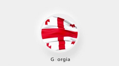 Georgia Bayrak Döngüsü. Gürcistan 'ın ulusal bayrağı. Gerçekçi Georgia bayrağı sallanıyor. 4K