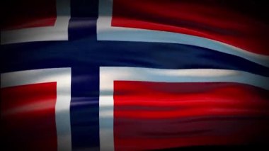 Animasyon Norveç bayrağı kusursuz bir döngü sallıyor. Norveç bayrağı rüzgarda dalgalanıyor. Norveç Ulusal Bayrağı Gerçekçi 4K Kapanış.