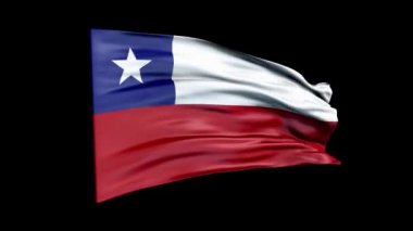 Gerçekçi Şili bayrağı 3D animasyon sallıyor. Ulusal Şili bayrağı. 4K Şili bayrağı dikişsiz döngü canlandırması.