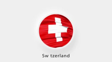 İsviçre Bayrak Döngüsü. İsviçre 'nin hareketli ulusal bayrağı. Gerçekçi İsviçre Bayrağı dalgalanması. 4K