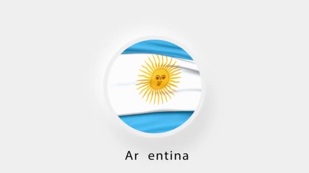 Argentina Circular Flag Loop. Bandiera nazionale animata dell'Argentina. Bandiera Argentina realistica sventola. 4K — Video Stock