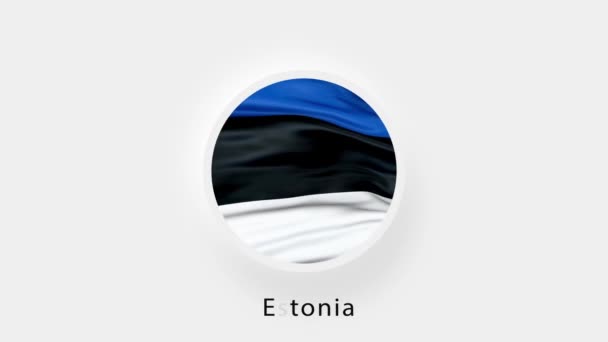Кольцо круглого флага Эстонии. Анимационный национальный флаг Эстонии. Размахивание флагом реалистической Эстонии. 4K — стоковое видео