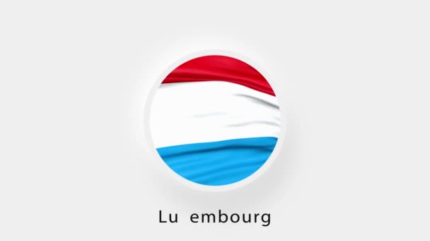 Luxembourg Circular Flag Loop Національний прапор Люксембургу. Реалістичний прапор Люксембургу. 4K — стокове відео