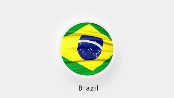 Brasil Circular Flag Loop. Bandera nacional animada de Brasil. Bandera de Brasil realista ondeando. 4K — Vídeos de Stock