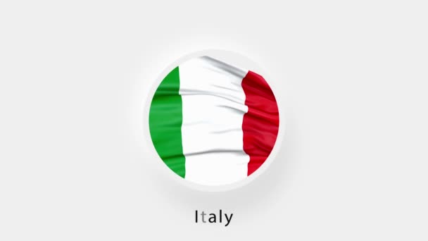 Italië Circulaire Vlaggenlus. Geanimeerde nationale vlag van Italië. Realistische Italiaanse vlag wapperend. 4K — Stockvideo