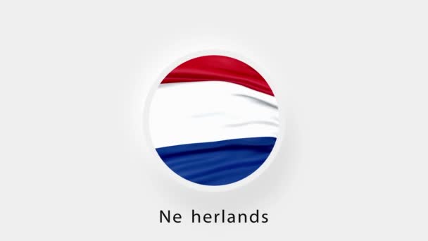 Okólnik holenderskiej flagi. Animowana flaga narodowa Holandii. Fala realistycznej holenderskiej flagi. 4K — Wideo stockowe