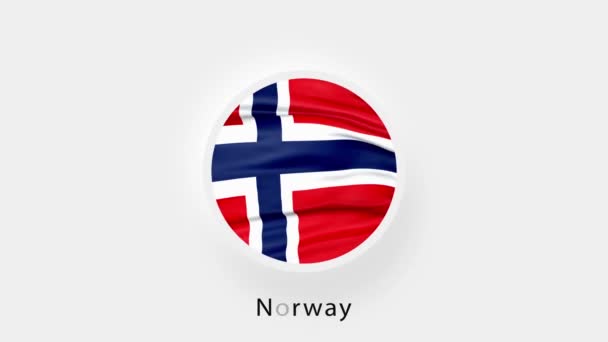 Noruega Circular Flag Loop. Bandera nacional animada de Noruega. Bandera realista de Noruega ondeando. 4K — Vídeo de stock