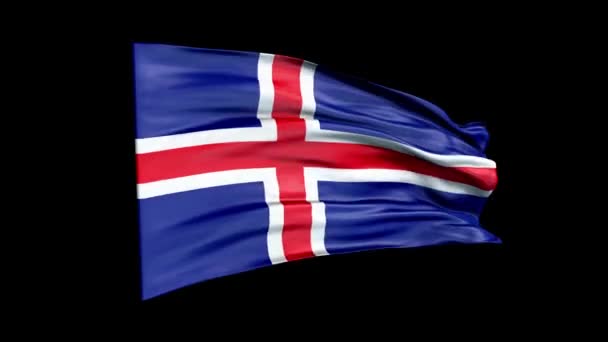 Realisztikus Izland zászló lengeti 3D animáció. Izland nemzeti lobogója. 4K Izland zászló zökkenőmentes ciklus animáció. — Stock videók